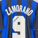 Shop 1996/97 INTER MILAN ZAMORANO #9 HOME SHIRT (L) UMBRO, classic football shirts, vintage football shirts & retro soccer jerseys at Cult Kits