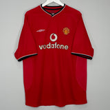 Shop 2000/02 MANCHESTER UNITED BECKHAM #7 HOME SHIRT (XL) UMBRO, classic football shirts, vintage football shirts & retro soccer jerseys at Cult Kits