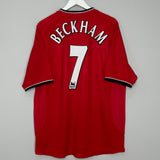 Shop 2000/02 MANCHESTER UNITED BECKHAM #7 HOME SHIRT (XL) UMBRO, classic football shirts, vintage football shirts & retro soccer jerseys at Cult Kits