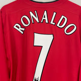 Shop 2002/04 MANCHESTER UNITED RONALDO #7 L/S HOME SHIRT (XXL) NIKE, classic football shirts, vintage football shirts & retro soccer jerseys at Cult Kits