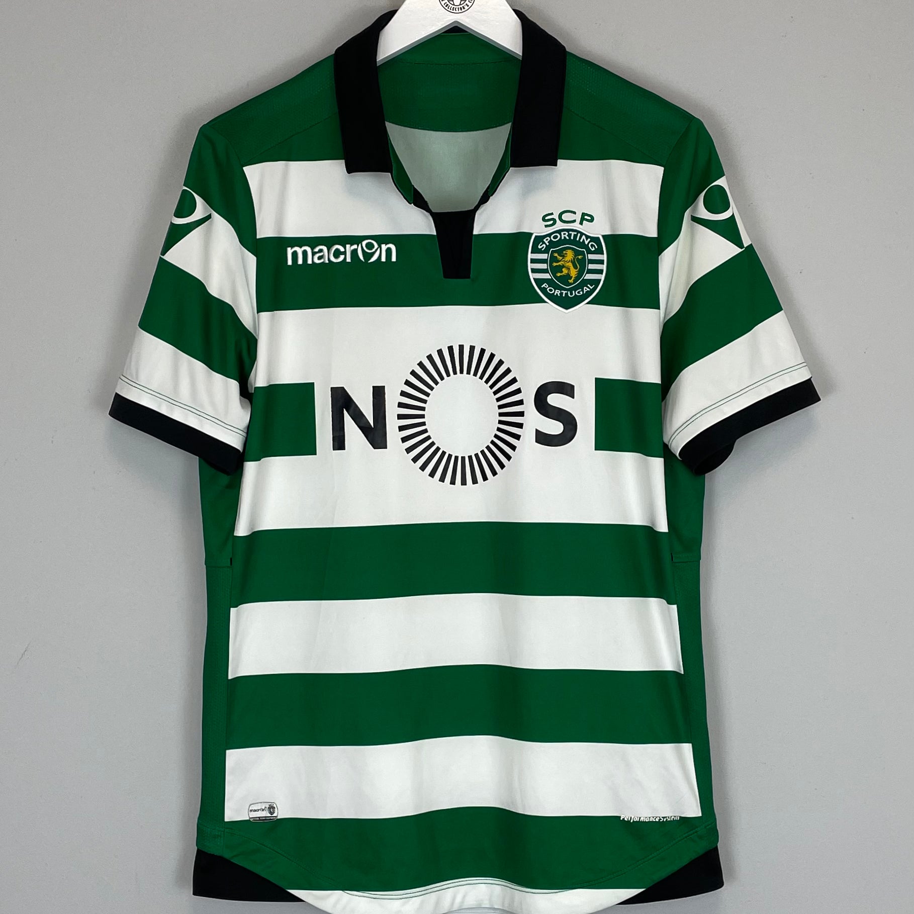 Shop 2016/17 SPORTING LISBON #7 HOME SHIRT (M) MACRON, classic football shirts, vintage football shirts & retro soccer jerseys at Cult Kits