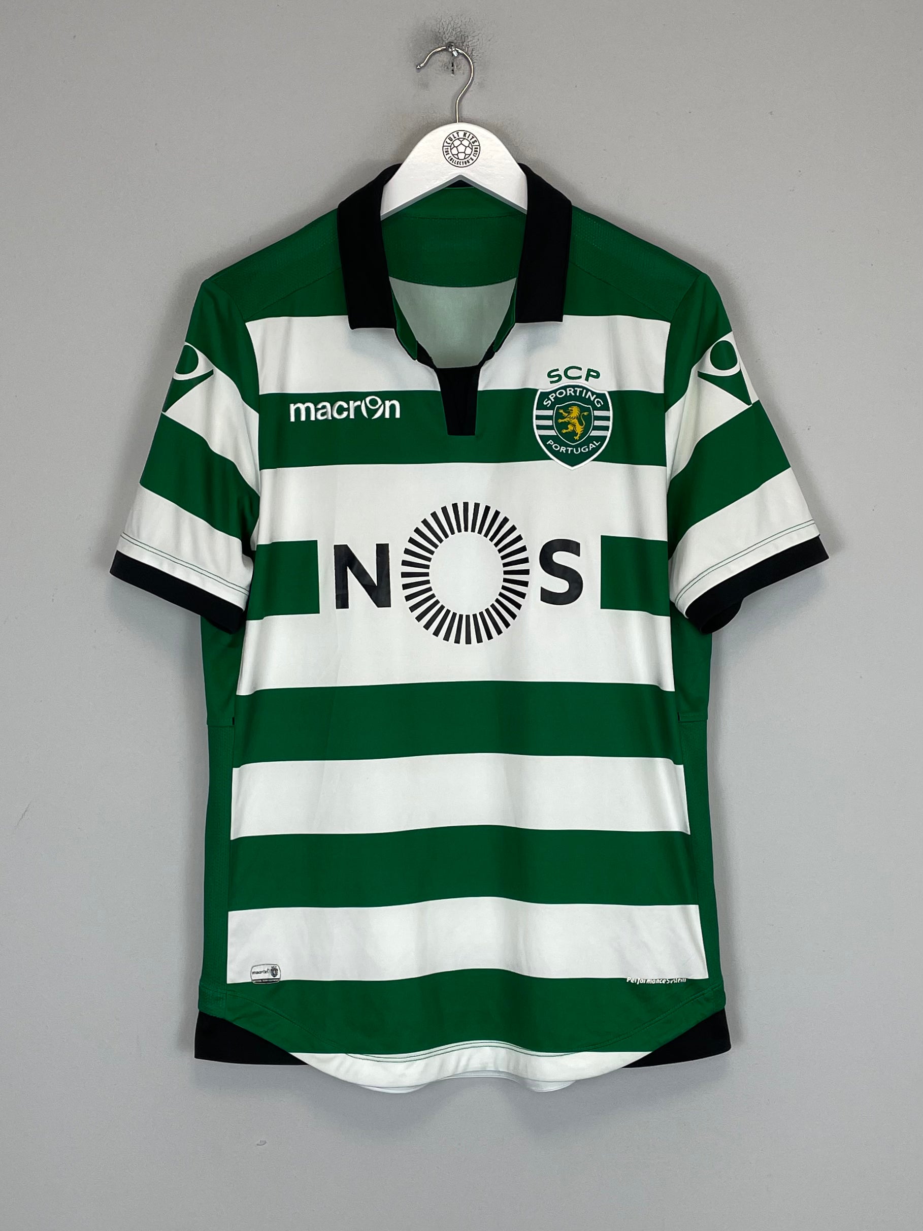 Shop 2016/17 SPORTING LISBON #7 HOME SHIRT (M) MACRON, classic football shirts, vintage football shirts & retro soccer jerseys at Cult Kits