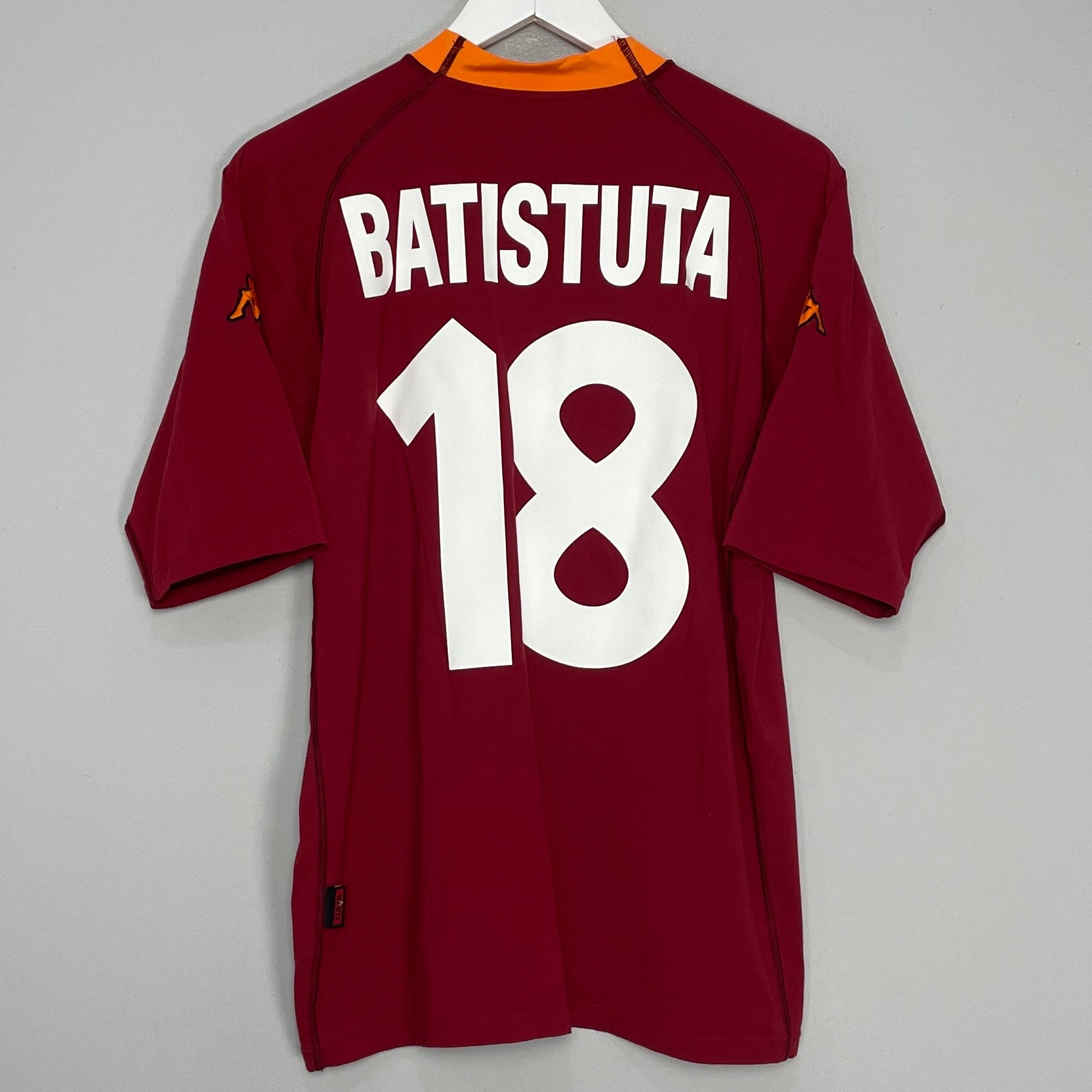 Shop 2000/01 ROMA BATISTUTA #18 HOME SHIRT (XXL) KAPPA, classic football shirts, vintage football shirts & retro soccer jerseys at Cult Kits