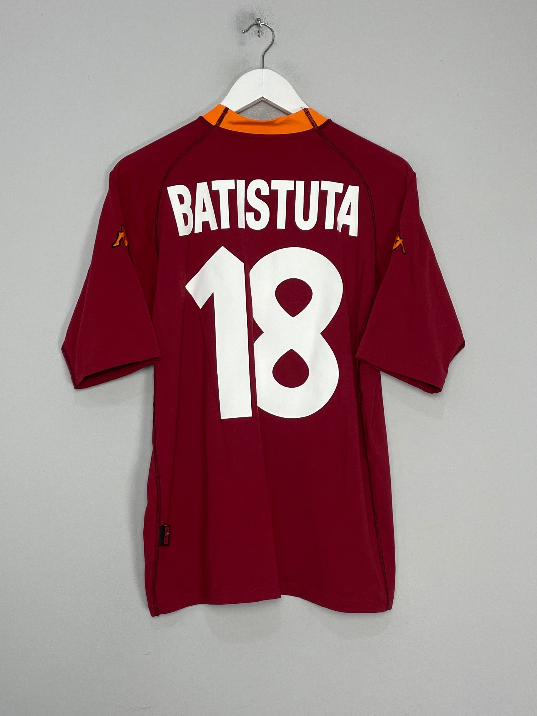 Shop 2000/01 ROMA BATISTUTA #18 HOME SHIRT (XXL) KAPPA, classic football shirts, vintage football shirts & retro soccer jerseys at Cult Kits