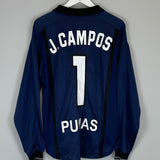 Shop 1998 UNAM PUMAS J.CAMPOS #1 SHIRT (M) NIKE, classic football shirts, vintage football shirts & retro soccer jerseys at Cult Kits