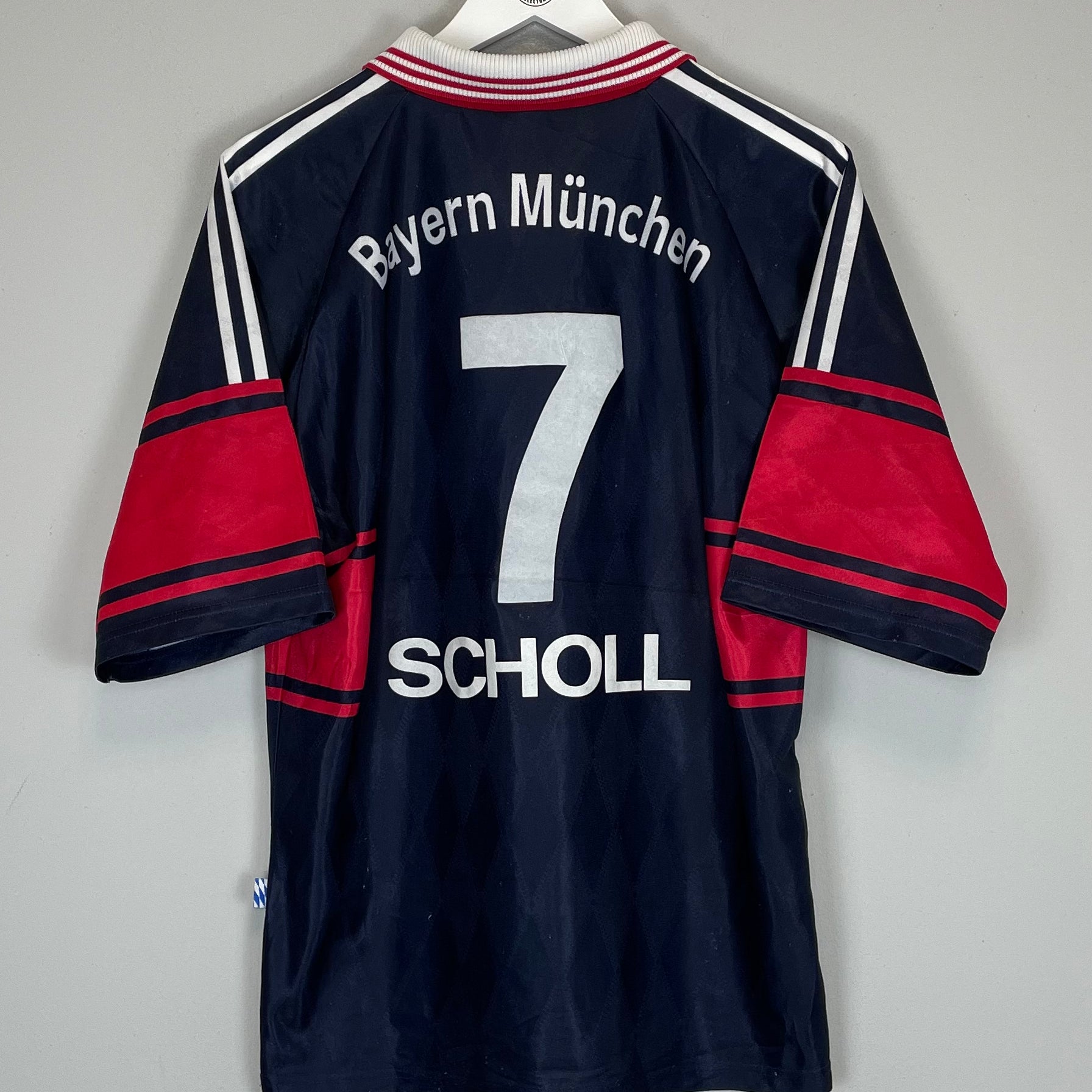 Shop 1997/99 BAYERN MUNICH SCHOLL #7 HOME SHIRT (M) ADIDAS, classic football shirts, vintage football shirts & retro soccer jerseys at Cult Kits