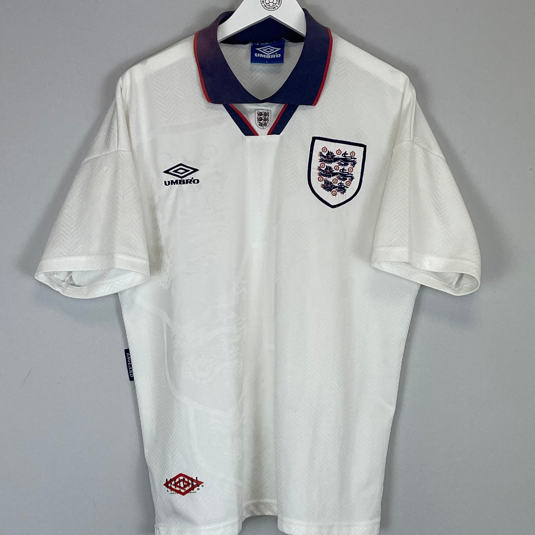 Shop 1993/95 ENGLAND HOME SHIRT (L) UMBRO, classic football shirts, vintage football shirts & retro soccer jerseys at Cult Kits