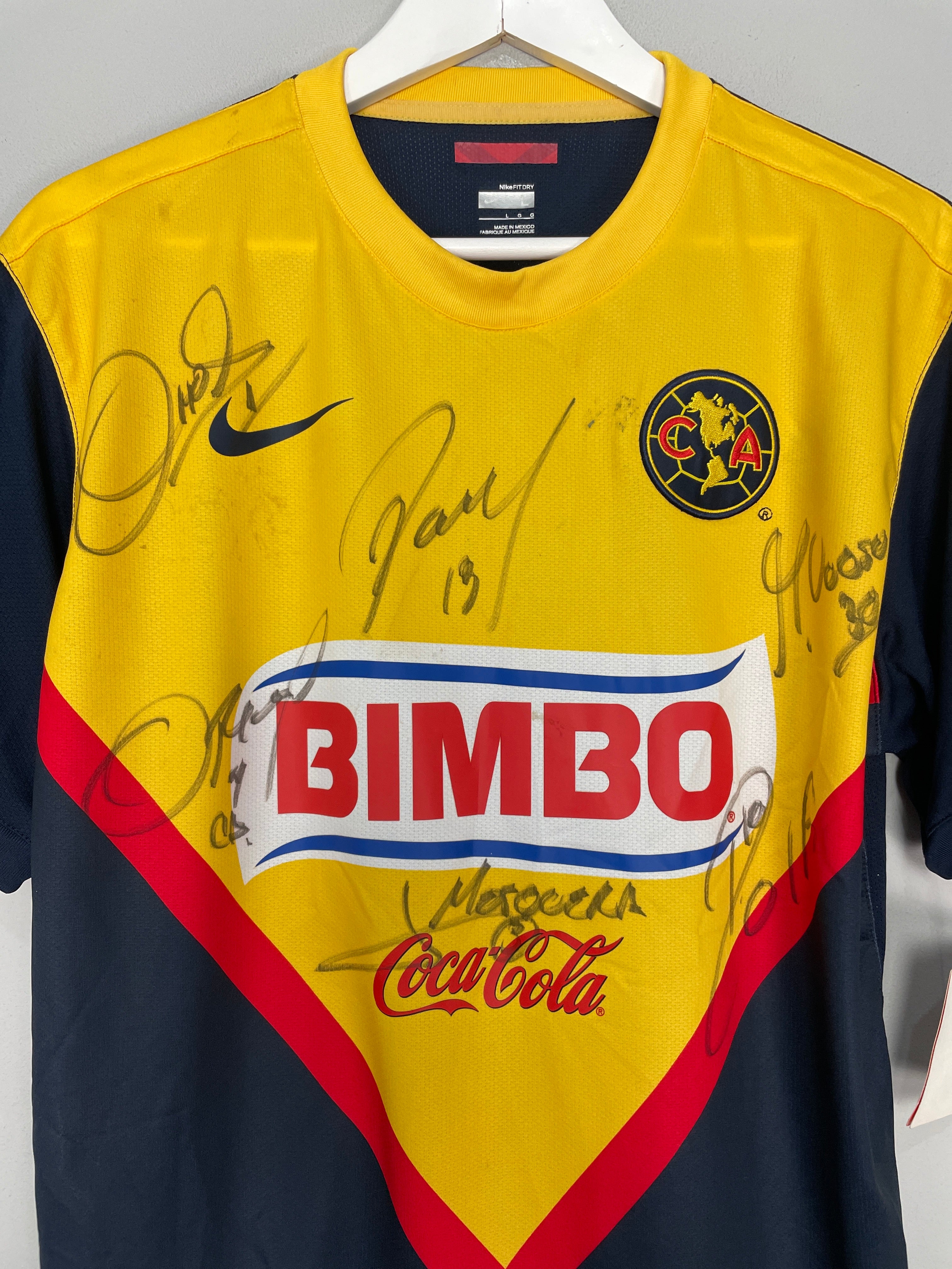 Shop 2011/12 CLUB AMERICA *SQUAD SIGNED* BNWT HOME SHIRT (L) NIKE, classic football shirts, vintage football shirts & retro soccer jerseys at Cult Kits