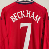 2002/04 ENGLAND BECKHAM #7 L/S AWAY SHIRT (M) UMBRO