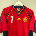 Shop 1998/99 SPAIN MORIENTES #7 HOME SHIRT (M) ADIDAS, classic football shirts, vintage football shirts & retro soccer jerseys at Cult Kits