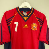 Shop 1998/99 SPAIN MORIENTES #7 HOME SHIRT (M) ADIDAS, classic football shirts, vintage football shirts & retro soccer jerseys at Cult Kits