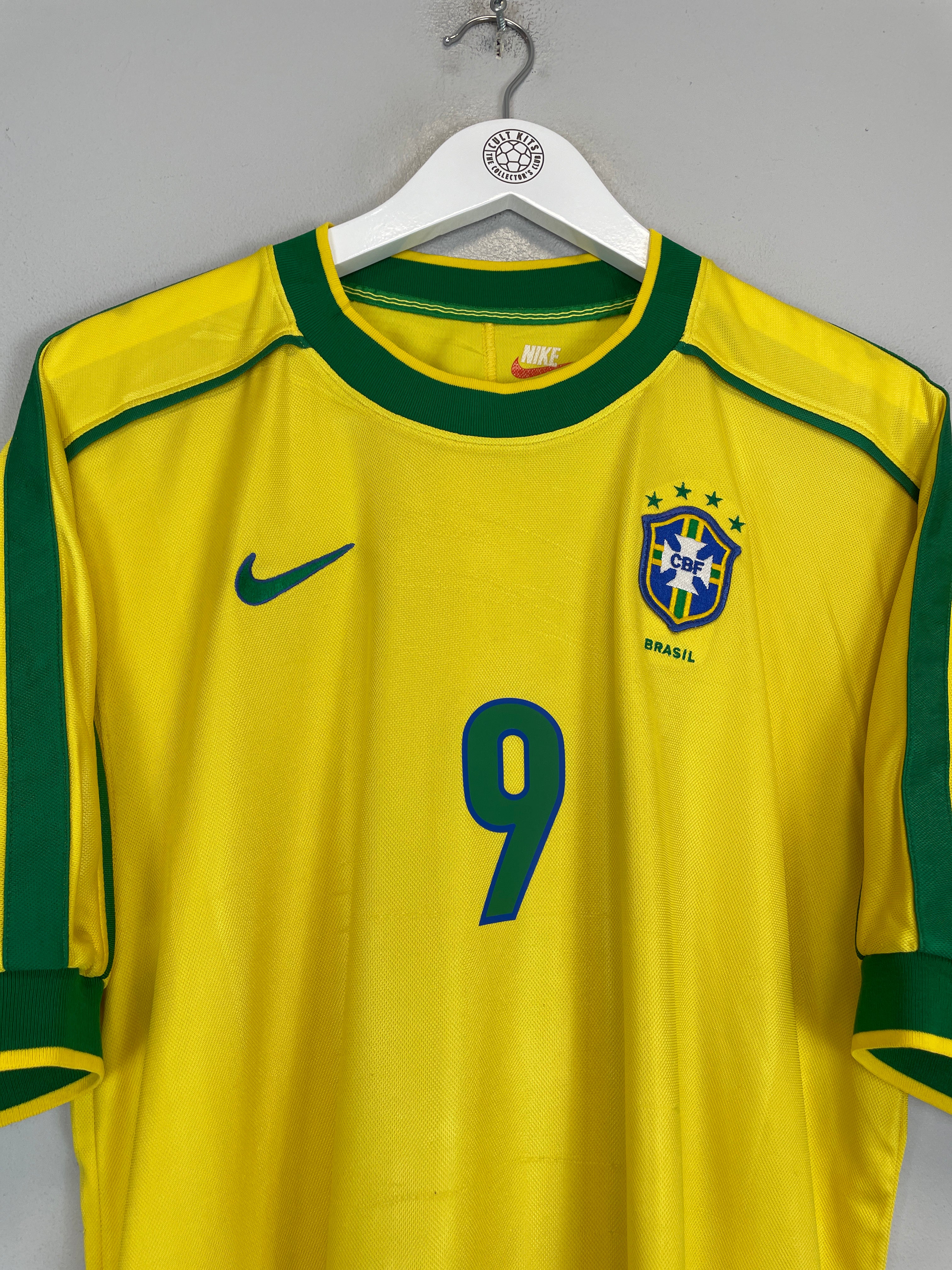 Shop 1998/00 BRAZIL RONALDO #9 HOME SHIRT (L) NIKE, classic football shirts, vintage football shirts & retro soccer jerseys at Cult Kits