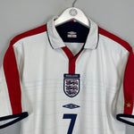 Shop 2003/04 ENGLAND BECKHAM #7 HOME SHIRT (M) UMBRO, classic football shirts, vintage football shirts & retro soccer jerseys at Cult Kits