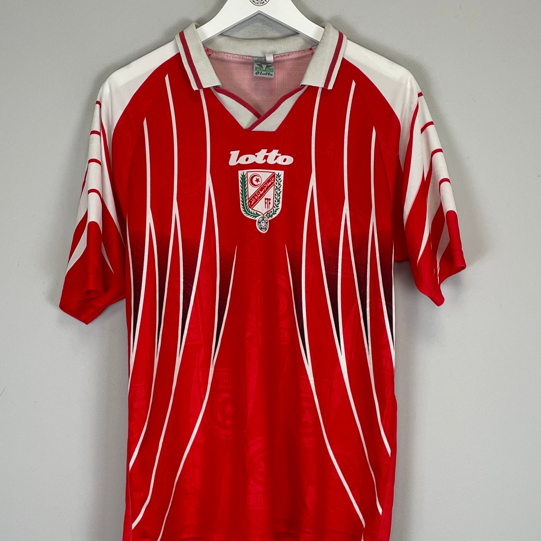 Shop 1998/99 TUNISIA HOME SHIRT (M) LOTTO, classic football shirts, vintage football shirts & retro soccer jerseys at Cult Kits