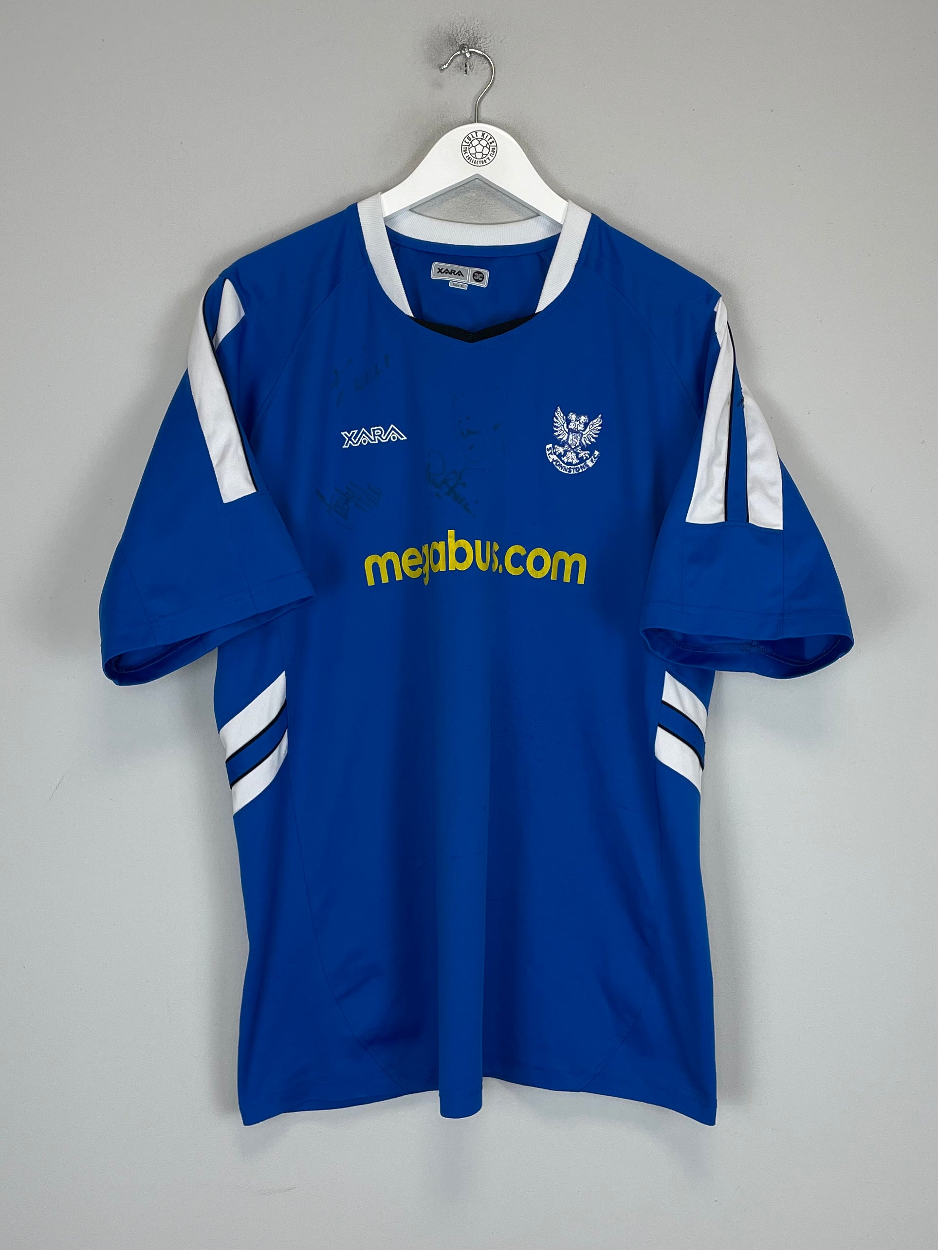 Shop 2005/06 ST JOHNSTONE *SIGNED* HOME SHIRT (XL) XARA, classic football shirts, vintage football shirts & retro soccer jerseys at Cult Kits