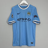 Shop 2013/14 MANCHESTER CITY KOMPANY #4 C/L HOME SHIRT (L) NIKE, classic football shirts, vintage football shirts & retro soccer jerseys at Cult Kits