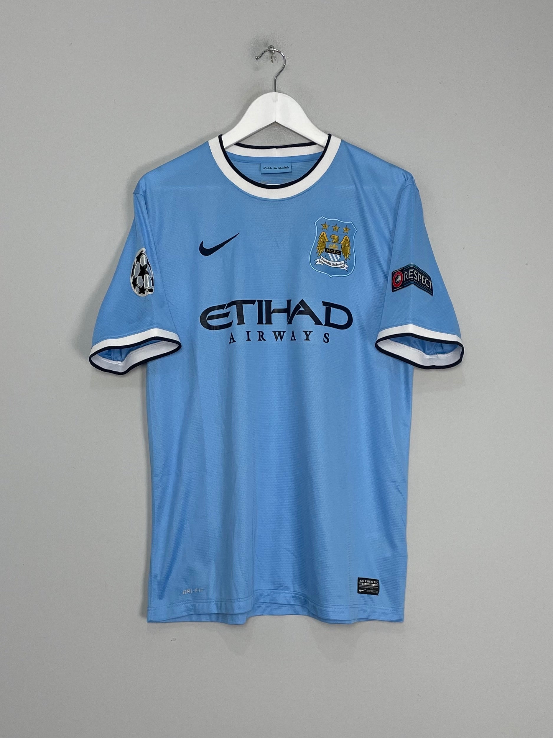 Shop 2013/14 MANCHESTER CITY KOMPANY #4 C/L HOME SHIRT (L) NIKE, classic football shirts, vintage football shirts & retro soccer jerseys at Cult Kits