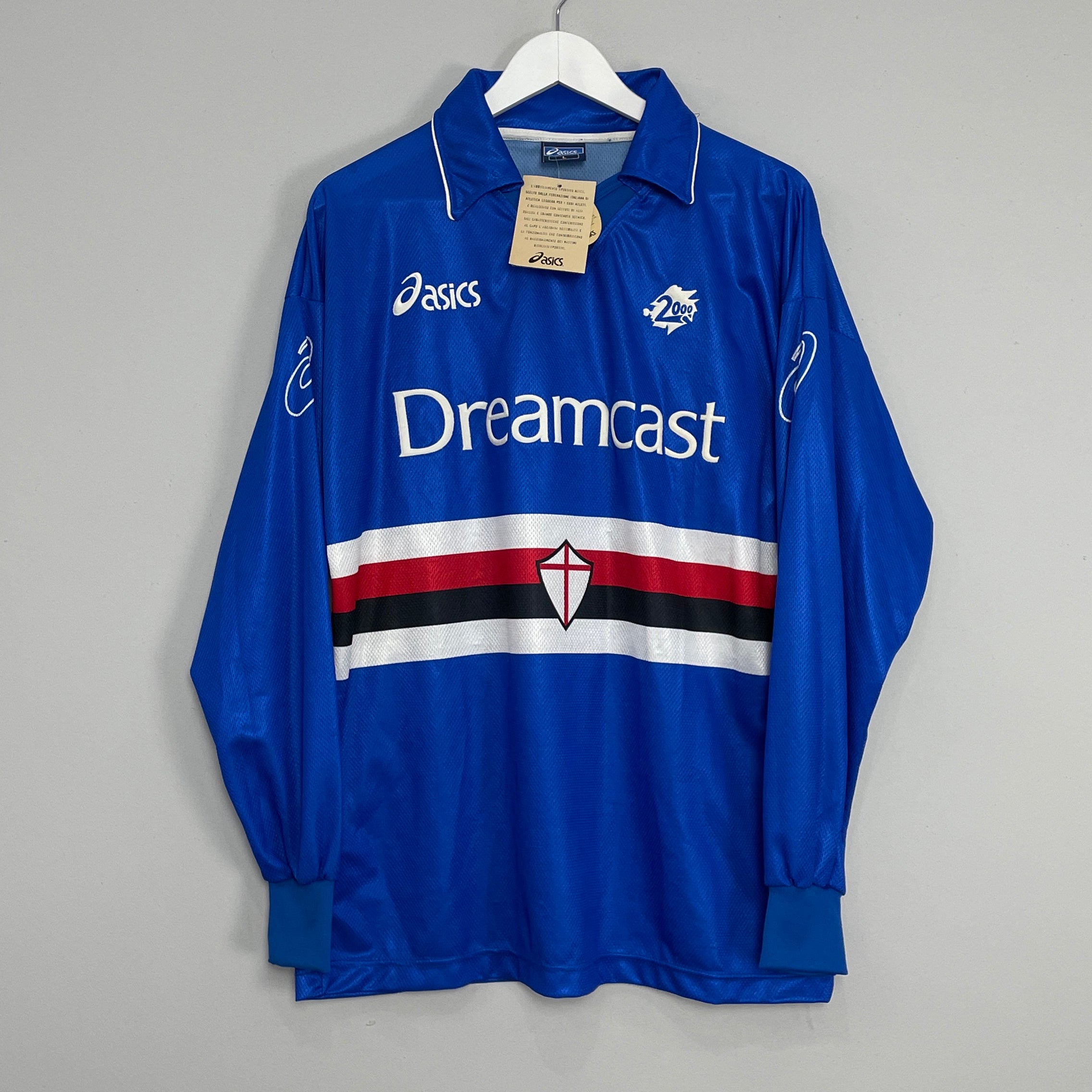 Shop 1999/00 SAMPDORIA *BNWT* #9 L/S HOME SHIRT (L) ASICS, classic football shirts, vintage football shirts & retro soccer jerseys at Cult Kits