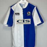 1996/98 BLACKBURN ROVERS SHERWOOD #4 HOME SHIRT (S) ASICS