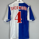 1996/98 BLACKBURN ROVERS SHERWOOD #4 HOME SHIRT (S) ASICS