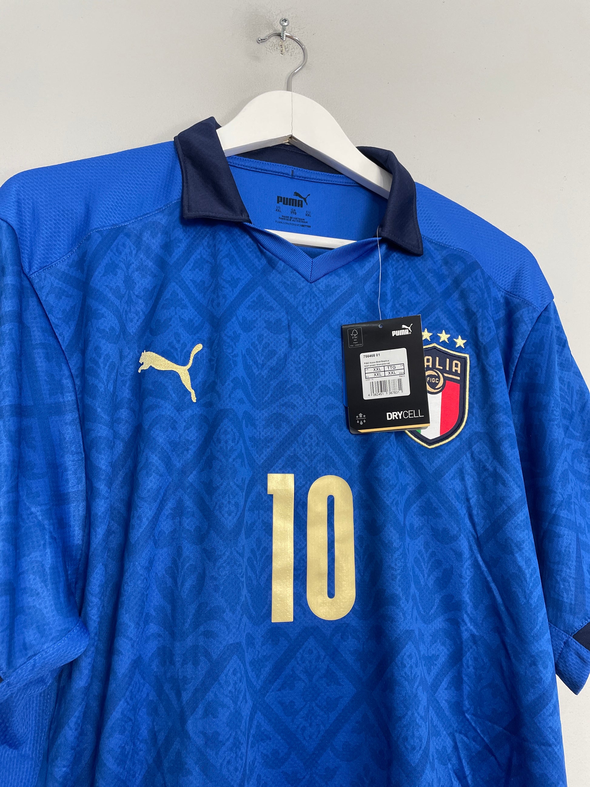 Puma 2022-2023 Italy Home Pre-Match Jersey (Blue) - Kids (R Baggio 10)