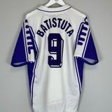 Shop 1999/00 FIORENTINA BATISTUTA #9 AWAY SHIRT (XL) FILA, classic football shirts, vintage football shirts & retro soccer jerseys at Cult Kits