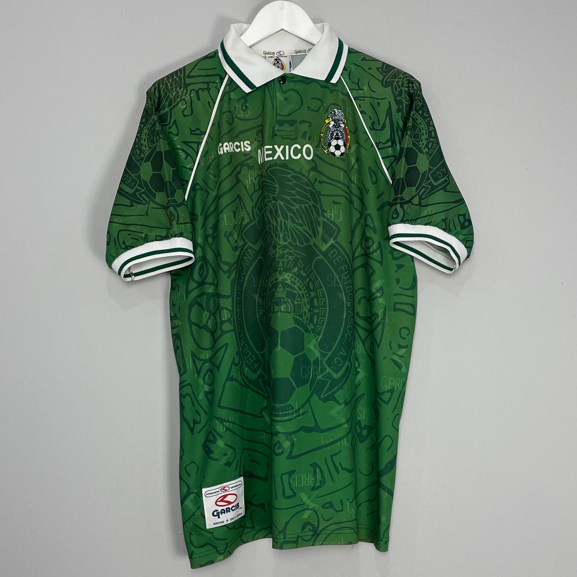 Shop 1999 MEXICO HOME SHIRT (XL) GARCIS, classic football shirts, vintage football shirts & retro soccer jerseys at Cult Kits
