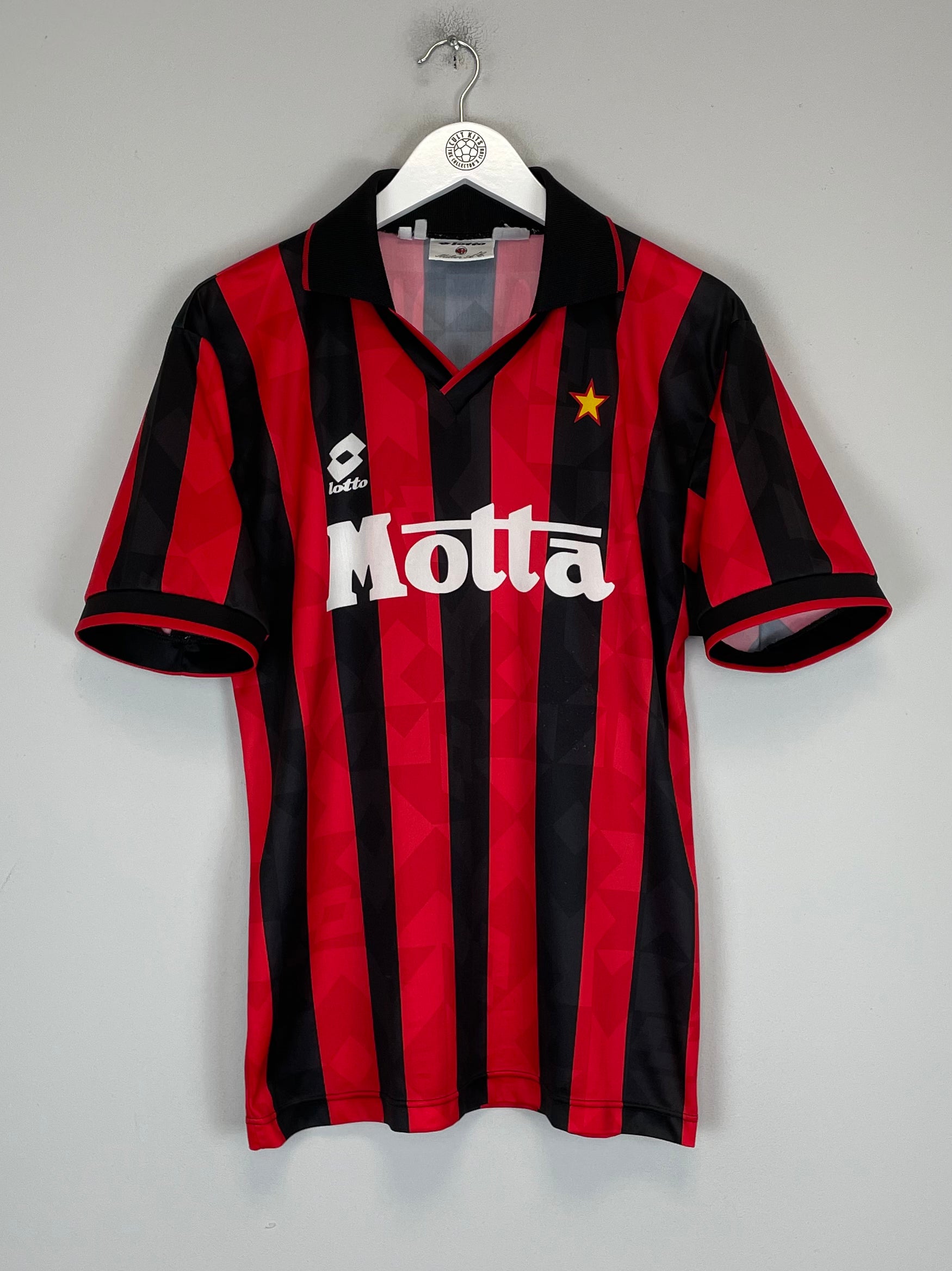 Shop 1993/94 AC MILAN MALDINI #3 HOME SHIRT (M) LOTTO, classic football shirts, vintage football shirts & retro soccer jerseys at Cult Kits