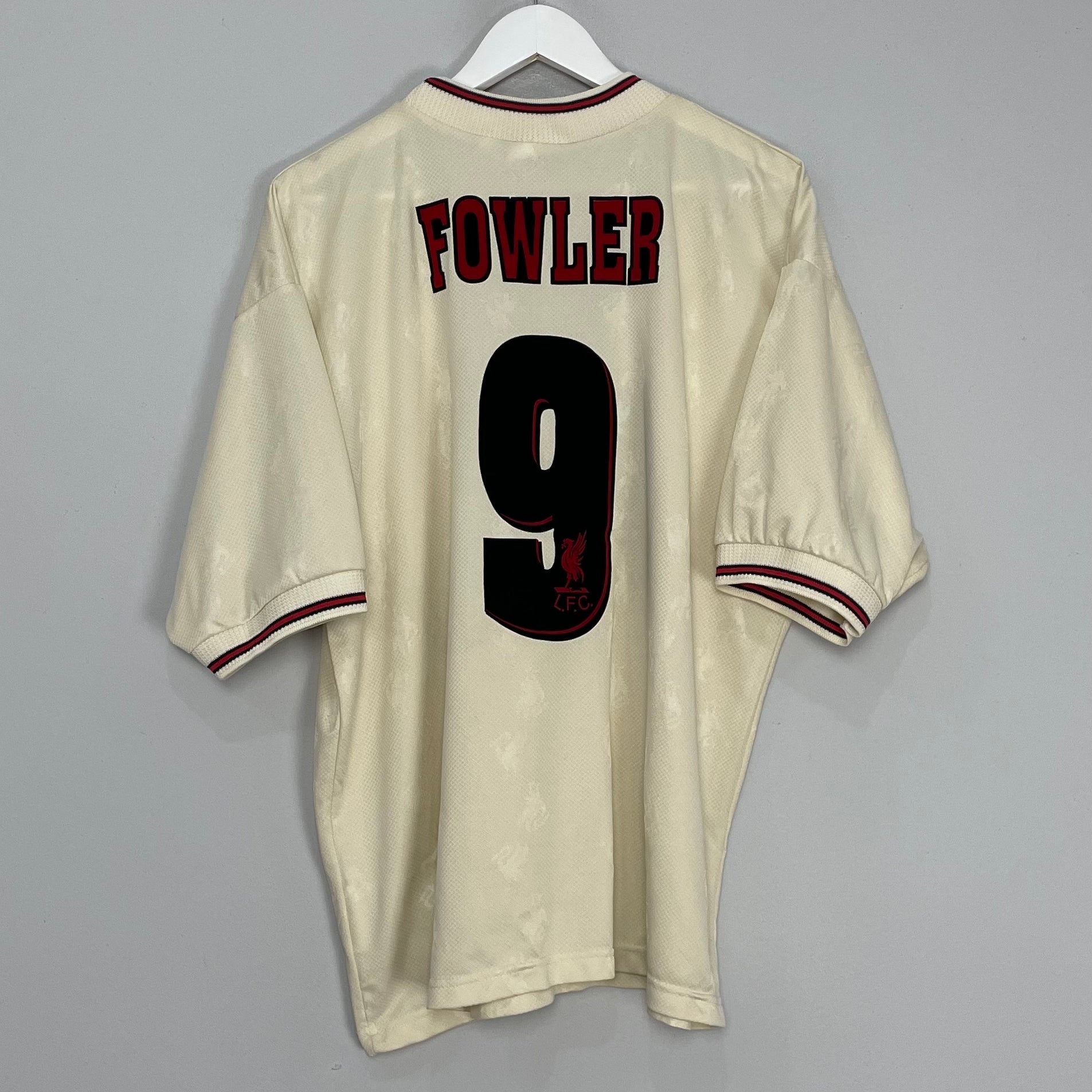 Shop 1996/97 LIVERPOOL FOWLER #9 AWAY SHIRT (XL) REEBOK, classic football shirts, vintage football shirts & retro soccer jerseys at Cult Kits