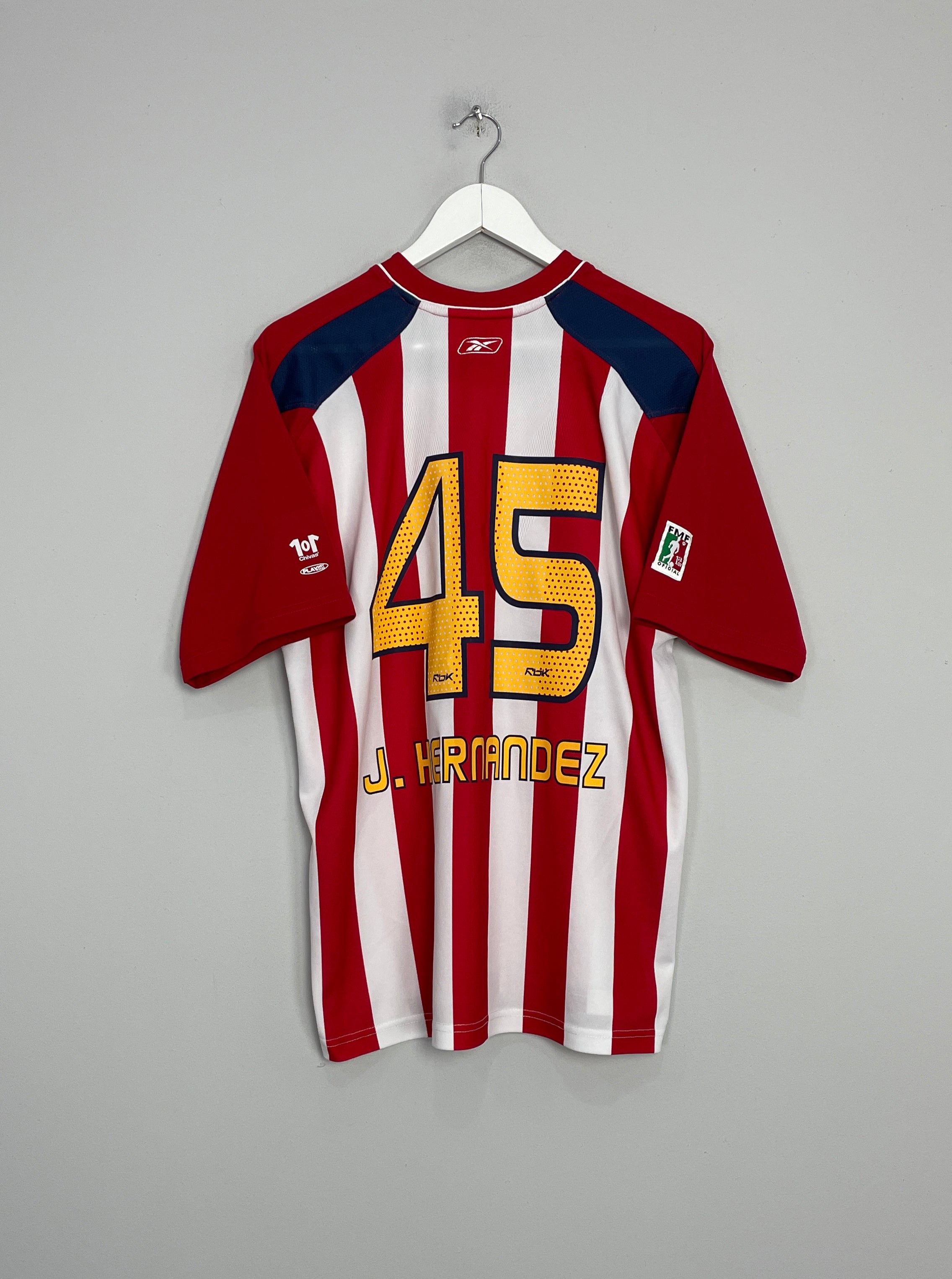 Shop 2006/07 CHIVAS GUADALAJARA J.HERNANDEZ #45 HOME SHIRT (L) REEBOK, classic football shirts, vintage football shirts & retro soccer jerseys at Cult Kits