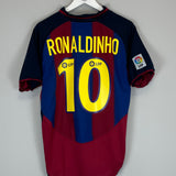 Shop 2003/04 BARCELONA RONALDINHO #10 HOME SHIRT (M) NIKE, classic football shirts, vintage football shirts & retro soccer jerseys at Cult Kits