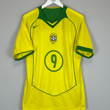 2004/06 BRAZIL RONALDO #9 HOME SHIRT (M) NIKE