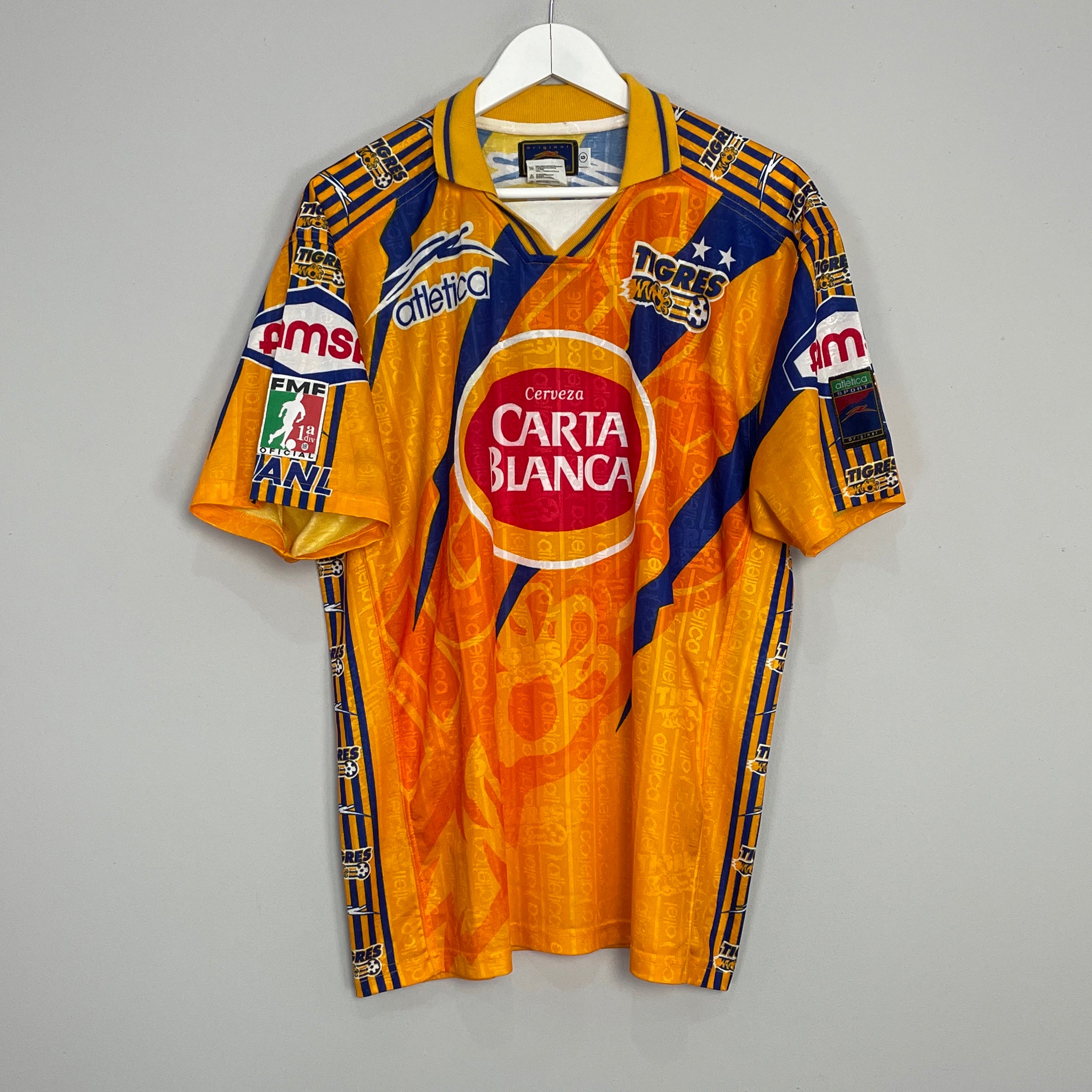 Shop 1997/99 TIGRES HOME SHIRT (L) ATLETICA, classic football shirts, vintage football shirts & retro soccer jerseys at Cult Kits