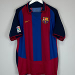 Shop 2003/04 BARCELONA OVERMARS #11 HOME SHIRT (L) NIKE, classic football shirts, vintage football shirts & retro soccer jerseys at Cult Kits