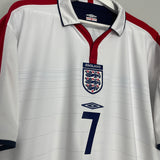 Shop 2003/05 ENGLAND BECKHAM #7 HOME SHIRT (XXL) UMBRO, classic football shirts, vintage football shirts & retro soccer jerseys at Cult Kits