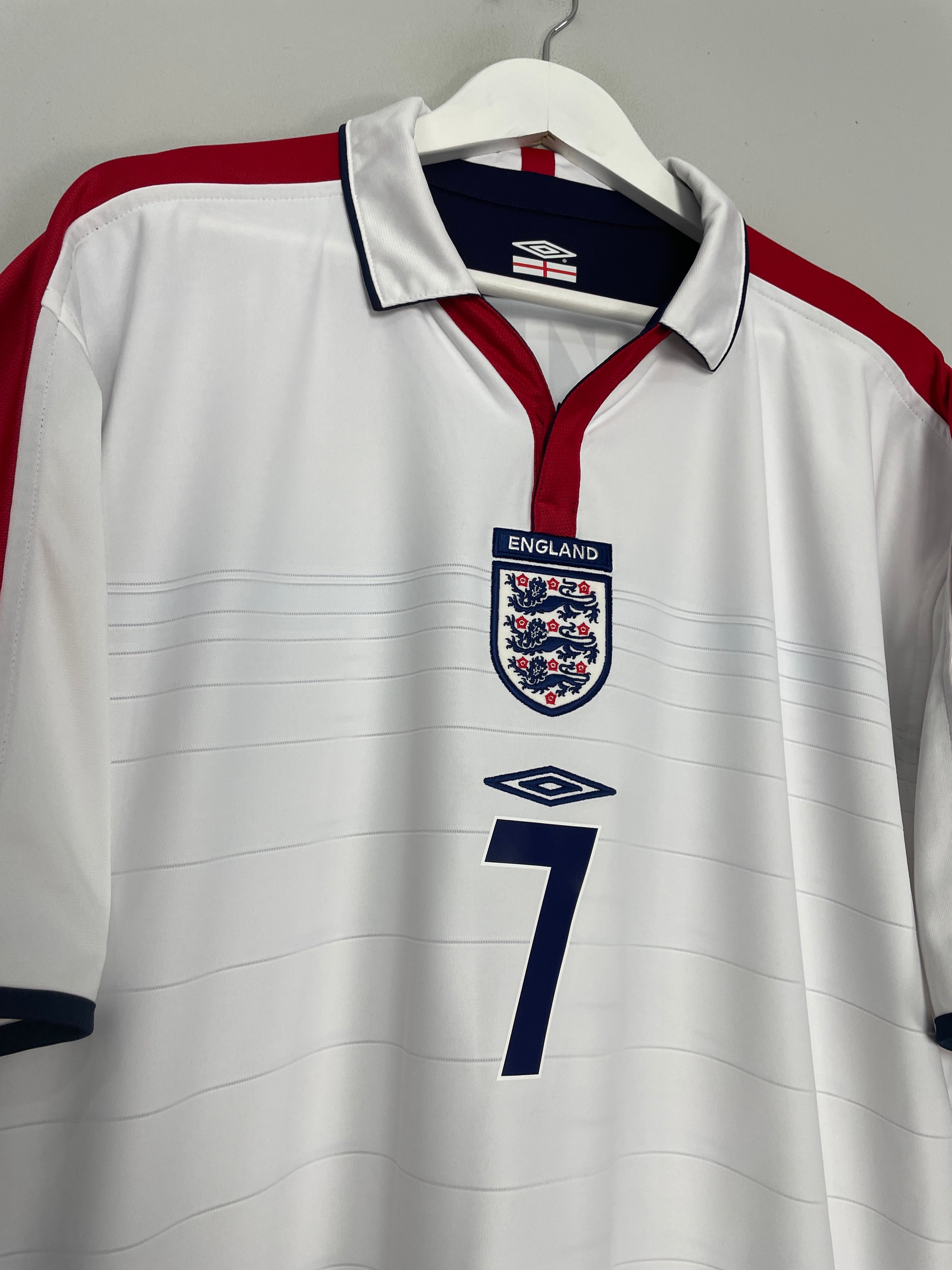 Shop 2003/05 ENGLAND BECKHAM #7 HOME SHIRT (XXL) UMBRO, classic football shirts, vintage football shirts & retro soccer jerseys at Cult Kits