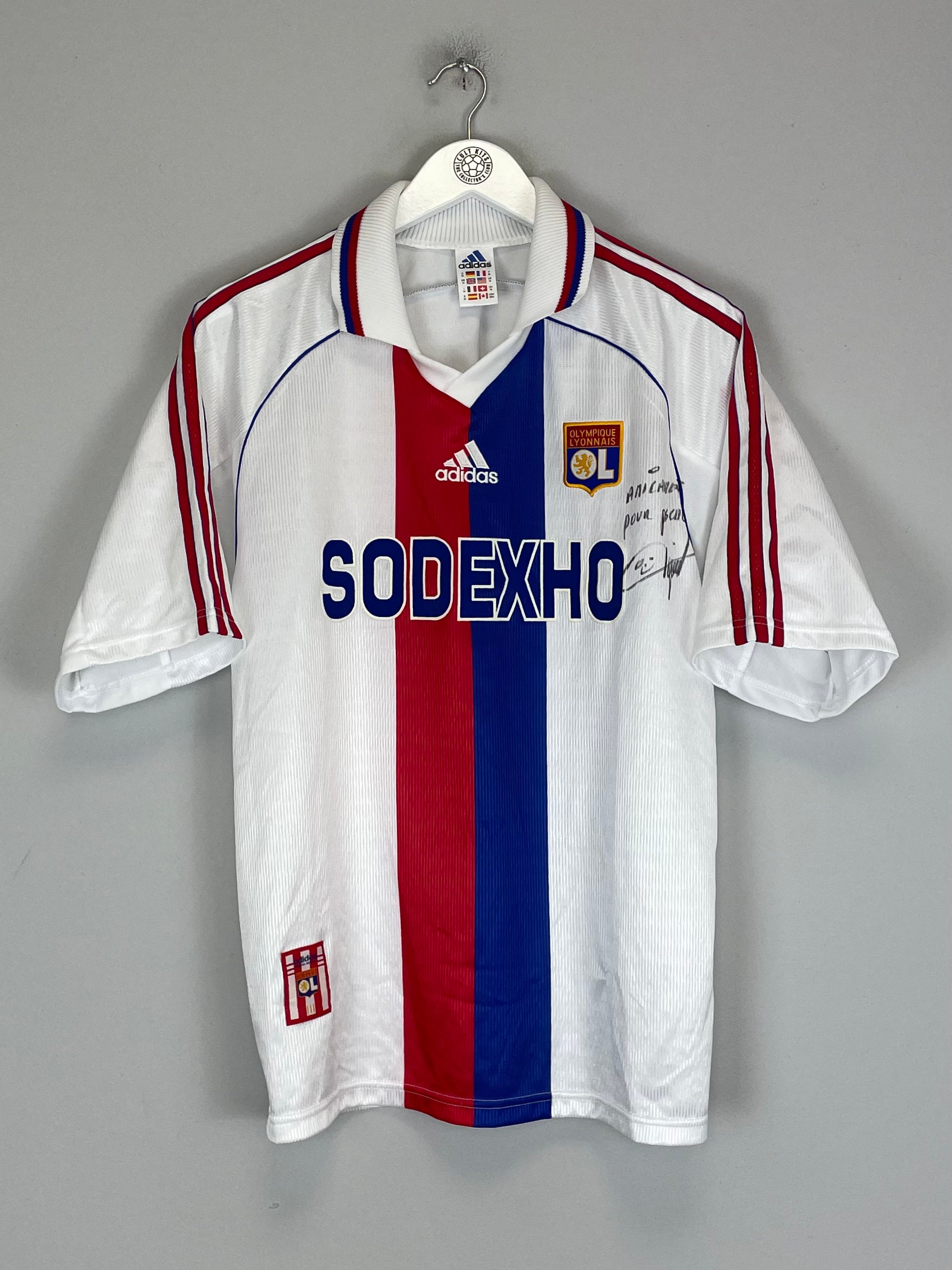 Shop 1998/99 LYON *SIGNED* HOME SHIRT (M) ADIDAS, classic football shirts, vintage football shirts & retro soccer jerseys at Cult Kits