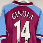 Shop 2000/01 ASTON VILLA GINOLA #14 HOME SHIRT (L) DIADORA, classic football shirts, vintage football shirts & retro soccer jerseys at Cult Kits