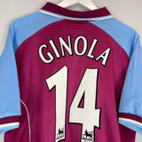 Shop 2000/01 ASTON VILLA GINOLA #14 HOME SHIRT (L) DIADORA, classic football shirts, vintage football shirts & retro soccer jerseys at Cult Kits
