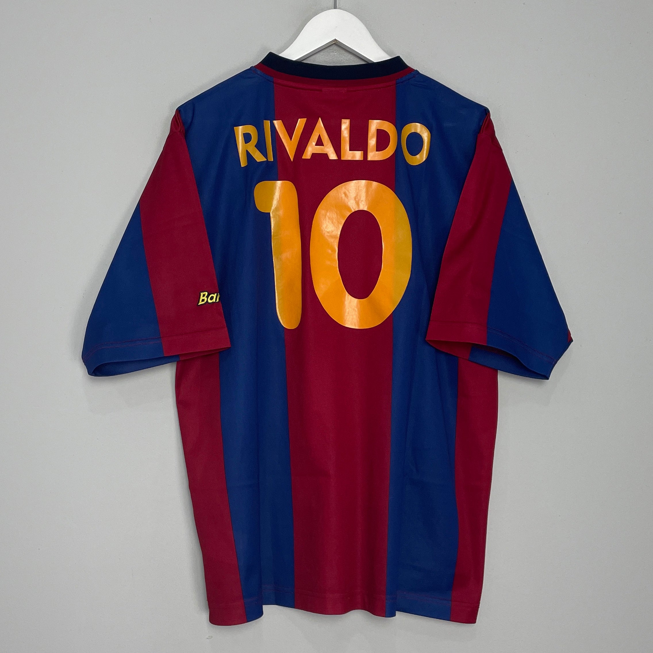 Shop 1998/00 BARCELONA RIVALDO #10 HOME SHIRT (L) NIKE BASIC, classic football shirts, vintage football shirts & retro soccer jerseys at Cult Kits