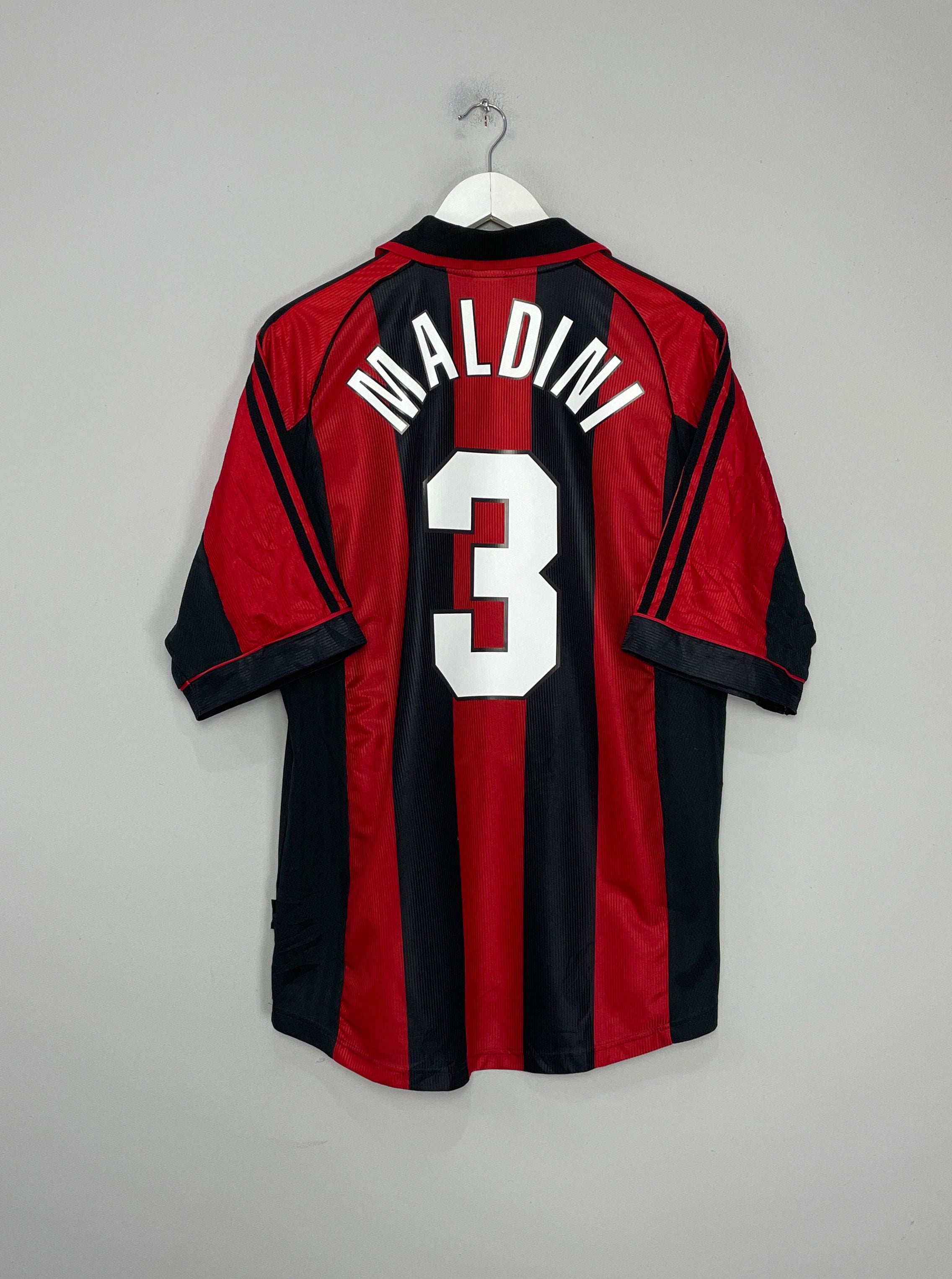 Shop 1998/00 AC MILAN MALDINI #3 HOME SHIRT (L) ADIDAS, classic football shirts, vintage football shirts & retro soccer jerseys at Cult Kits