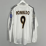 2004/05 REAL MADRID RONALDO #9 C/L L/S HOME SHIRT (M) ADIDAS