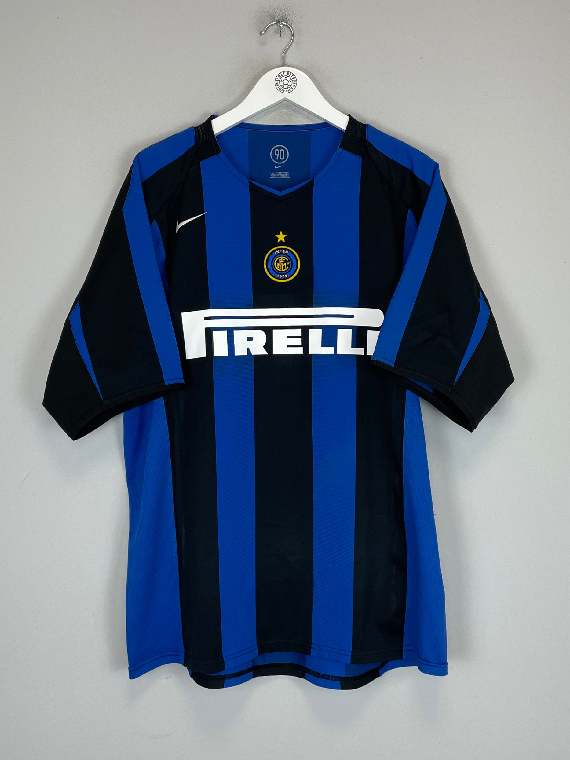 Shop 2004/05 INTER MILAN ADRIANO #10 HOME SHIRT (XL) NIKE, classic football shirts, vintage football shirts & retro soccer jerseys at Cult Kits