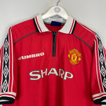 Shop 1998/00 MANCHESTER UNITED BECKHAM #7 HOME SHIRT (XL) UMBRO, classic football shirts, vintage football shirts & retro soccer jerseys at Cult Kits