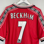 Shop 1998/00 MANCHESTER UNITED BECKHAM #7 HOME SHIRT (XL) UMBRO, classic football shirts, vintage football shirts & retro soccer jerseys at Cult Kits