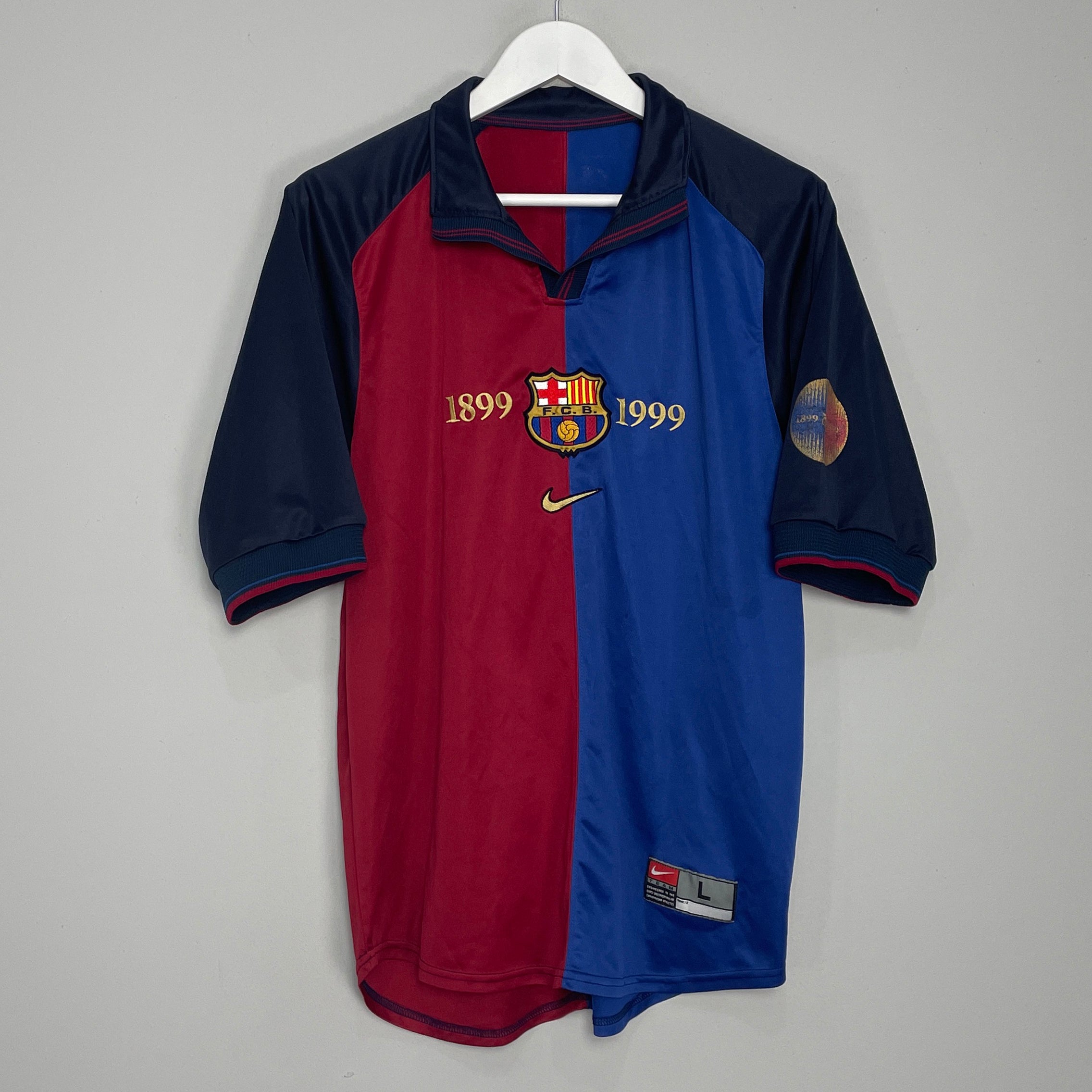 Shop 1999/00 BARCELONA *CENTENARY* HOME SHIRT (L) NIKE, classic football shirts, vintage football shirts & retro soccer jerseys at Cult Kits