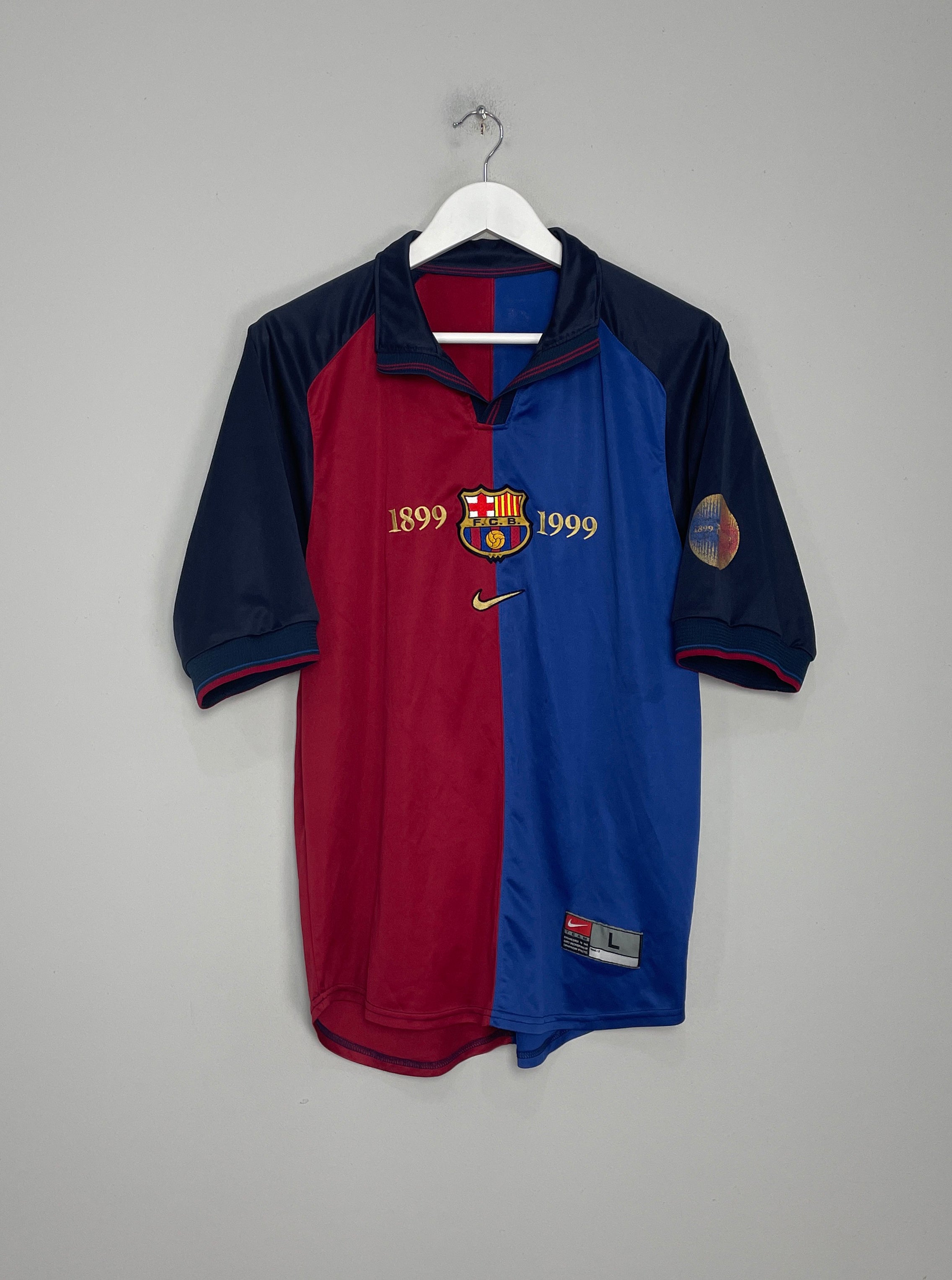 Shop 1999/00 BARCELONA *CENTENARY* HOME SHIRT (L) NIKE, classic football shirts, vintage football shirts & retro soccer jerseys at Cult Kits