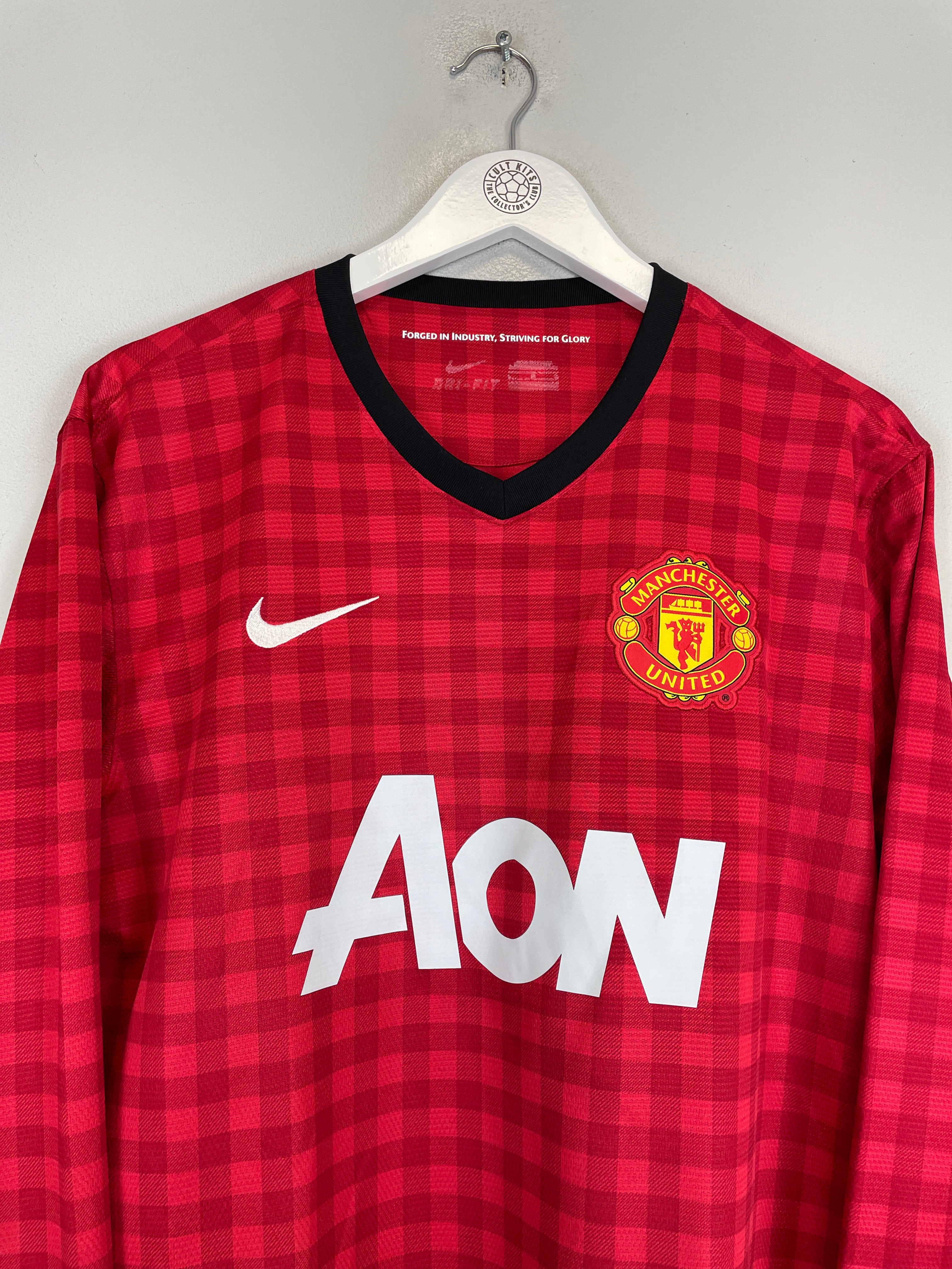 Shop 2012/13 MANCHESTER UNITED SCHOLES #22 L/S HOME SHIRT (L) NIKE, classic football shirts, vintage football shirts & retro soccer jerseys at Cult Kits
