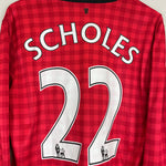 Shop 2012/13 MANCHESTER UNITED SCHOLES #22 L/S HOME SHIRT (L) NIKE, classic football shirts, vintage football shirts & retro soccer jerseys at Cult Kits