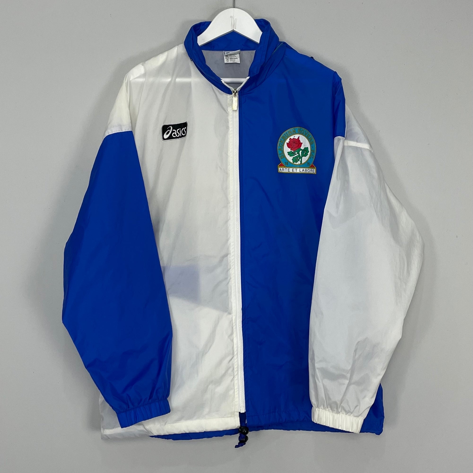 Shop 1992/94 BLACKBURN ROVERS WINDBREAKER (M) ASICS, classic football shirts, vintage football shirts & retro soccer jerseys at Cult Kits